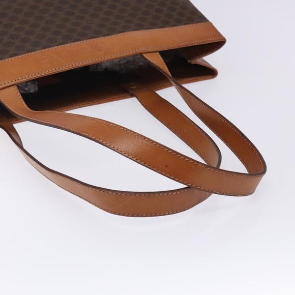 CELINE Macadam Canvas Tote Bag PVC Leather Brown Gold Auth BA3928 - Picture 7 of 16